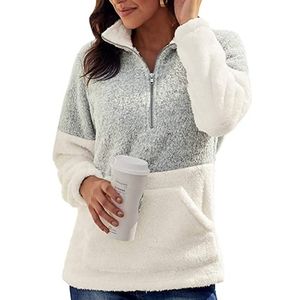 Womens gray and white fleece pullover